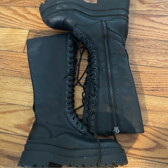 Aldo Shoes - Black lace-up leather combat boots